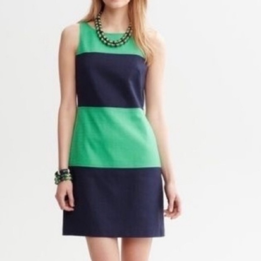 Banana Republic Sleeveless Scoop Neck Color Block Sheath Dress w/pockets Size 12